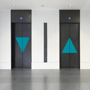 INCOPRO interior design lift door graphics demonstrating the brand design system