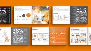 Collect Plus service brochure visuals in the brand style