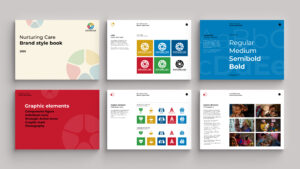 World Health Organisation: PMNCH Nurturing Care, example pages from the brand design system and guidelines