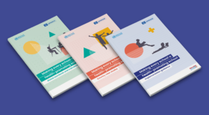 World Health Organisation and UNESCO, Health Promoting Schools campaign report covers with graphic illustrations of school children