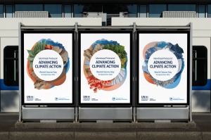 400 case study image of the World Ozone Day 2024 campaign. Three out-of-home posters at a train platform.